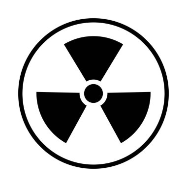 Radyasyon toksik sembolü beyaz arka plan üzerinde izole. Düz uyarı işareti