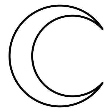 Hilal simgesi, beyaz arkaplanda izole edilmiş bayrak düzlüğü sembolü. Ay vektörü