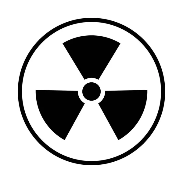 Simbolo tossico radioattivo isolato su sfondo bianco. Segnale di avvertimento piatto — Vettoriale Stock