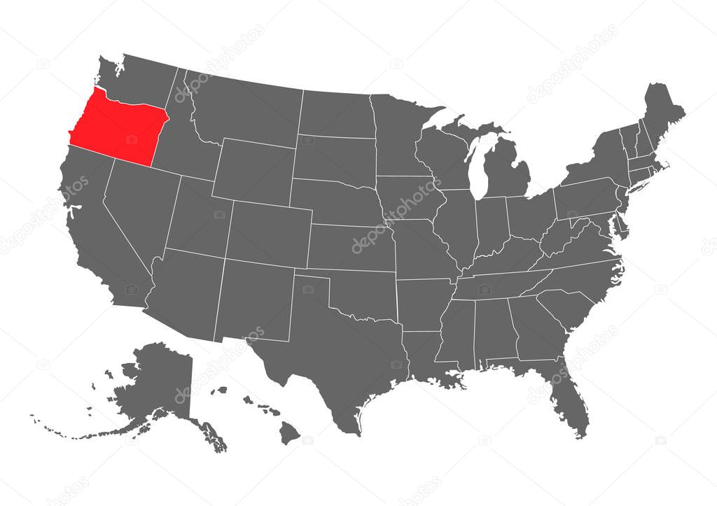 Oregon vector map. High detailed illustration. United state of America country