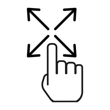 Uygulama, web sitesi için ekran simgesine dokunun. Evet vesaire. Beyaz arkaplanda izole edilmiş parmak tıklayın