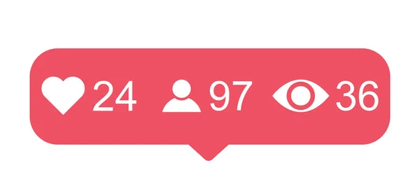 Visualizar, usuário e como instagram símbolo de notificação ícone popular. Botão para redes sociais — Vetor de Stock
