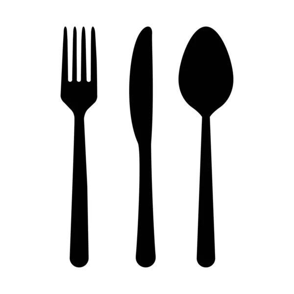 Icono de cuchara, tenedor y cuchillo aislado sobre fondo blanco. Estilo de diseño de herramientas de moda — Vector de stock