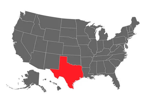 Mappa vettoriale del Texas. Alta illustrazione dettagliata. Stati Uniti d'America paese — Vettoriale Stock