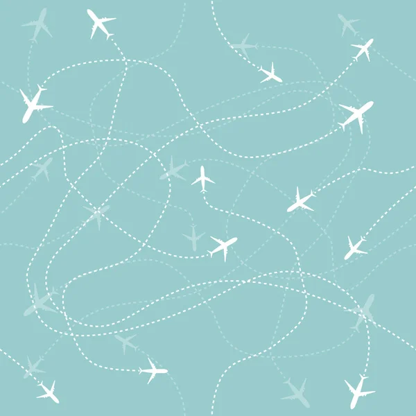 Aviones de viaje sin costura patrón. Volar fondo gráfico vectorial. Ilustración de símbolos — Archivo Imágenes Vectoriales