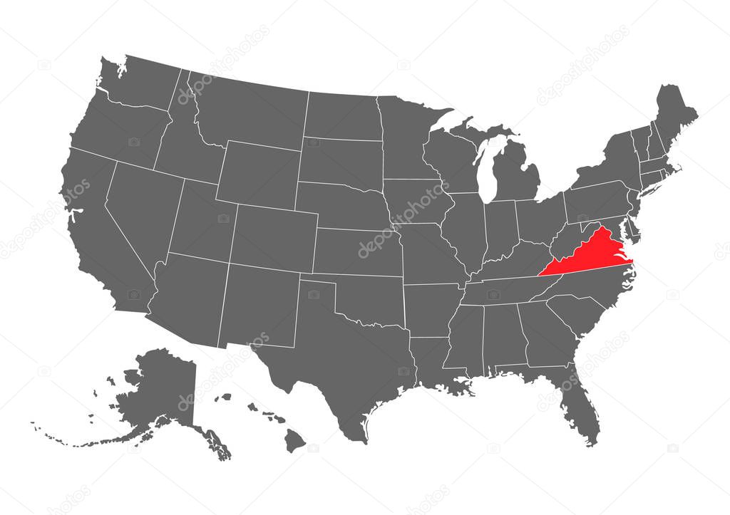 virginia vector map. High detailed illustration. United state of America country