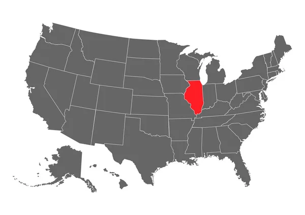 Mapa vetorial de Illinois. Ilustração detalhada alta. Estados Unidos da América país — Vetor de Stock