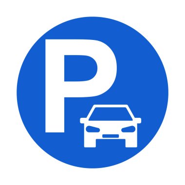 Beyaz arkaplanda izole edilmiş araba grafik tasarımı olan bir park simgesi. Vektör illüstrasyonu