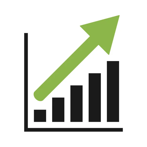 Crescente símbolo econômico, ícone moderno plano, isolado no fundo branco —  Vetores de Stock