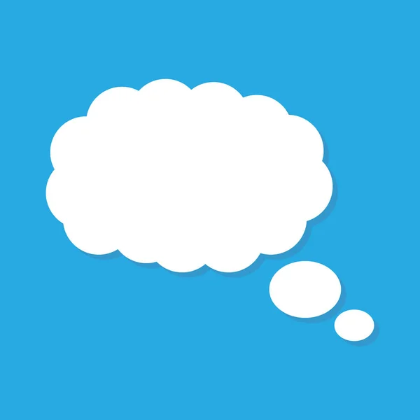Nube de globo vacía en blanco con color blanco aislado sobre fondo azul. vector de diálogo para el sitio web — Vector de stock