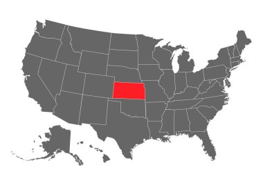 Kansas vektör haritası. Çok detaylı bir illüstrasyon. Amerika Birleşik Devletleri ülkesi .