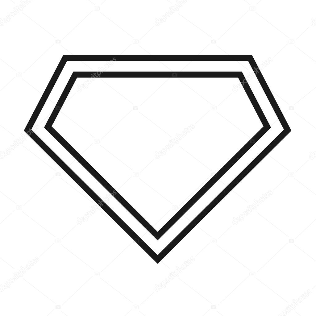Comic hero icon, symbol shield. Isolated vector on white background .