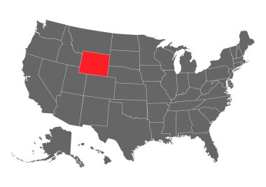 Wyoming vektör haritası. Çok detaylı bir illüstrasyon. Amerika Birleşik Devletleri ülkesi .