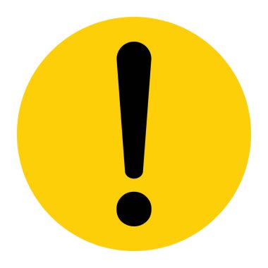 Ünlem işareti düz tasarım ikon vektörü. Beyaz arkaplanda tehlike uyarısı işareti izole edildi .