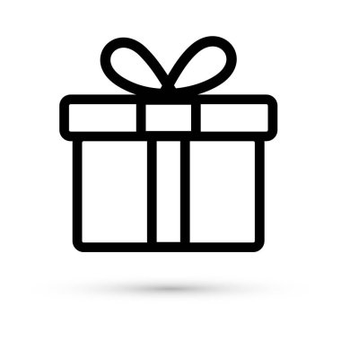 Hediye kutusu simgesi tasarımı. Beyaz arkaplanda izole edilmiş vektör mevcut sembolü .