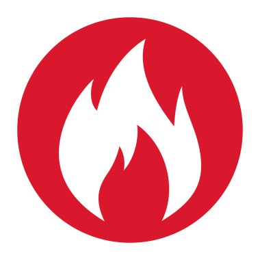 Alev ikonu ateşle. Beyaz arkaplanda izole edilmiş ateş alevleri vektör işareti .