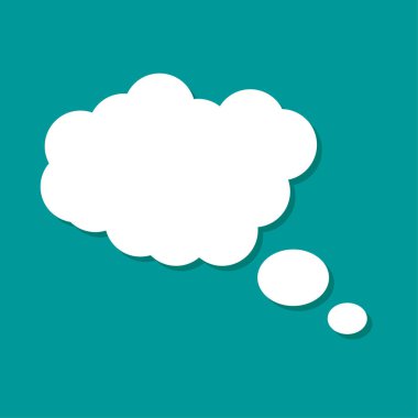 Boş balon bulutu, yeşil arka planda beyaz renk izole edilmiş. Web sitesi için vektör penceresi .