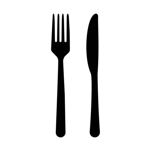 Icono Tenedor Cuchillo Aislado Sobre Fondo Blanco Estilo Diseño Herramientas — Vector de stock