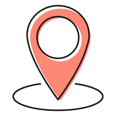 Beyaz arkaplanda izole edilmiş konum simgesi, harita işaretleyici simgesi. Vektör ağ düğmesi .