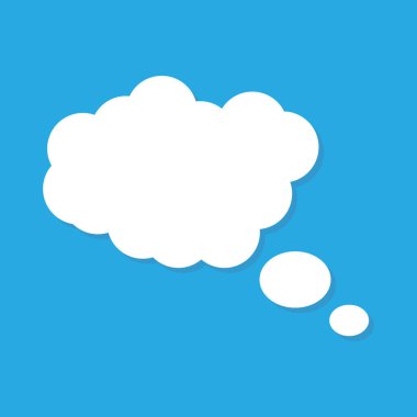 Blank empty balloon cloud with white color isolated on blue background. vector dialog for website .