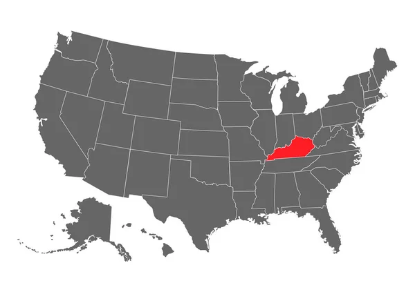 Mapa Vectorial Kentucky Alta Ilustración Detallada Estado Unidos América País — Vector de stock