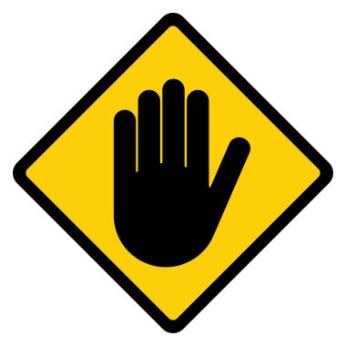 Dur işareti, ikon yasak vektör. Beyaz arkaplanda izole edilmiş uyarı sembolü .