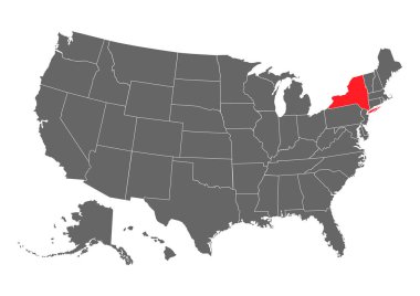 New York vektör haritası. Çok detaylı bir illüstrasyon. Amerika Birleşik Devletleri ülkesi .
