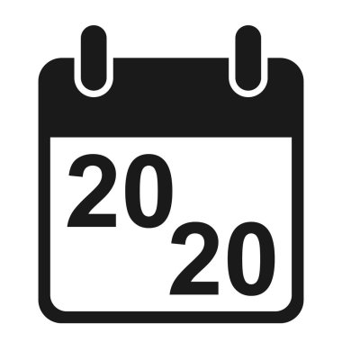 Takvim simgesi, 2020 tarih olay simgesi beyaz arkaplanda izole edildi. Vektör ağ düğmesi .