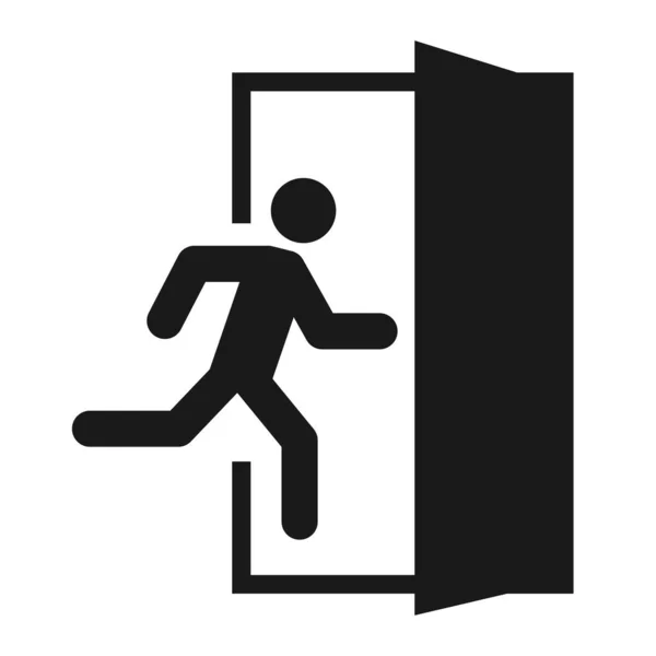 Hombre Corriendo Señal Puerta Salida Icono Del Vector Símbolo Seguridad — Vector de stock