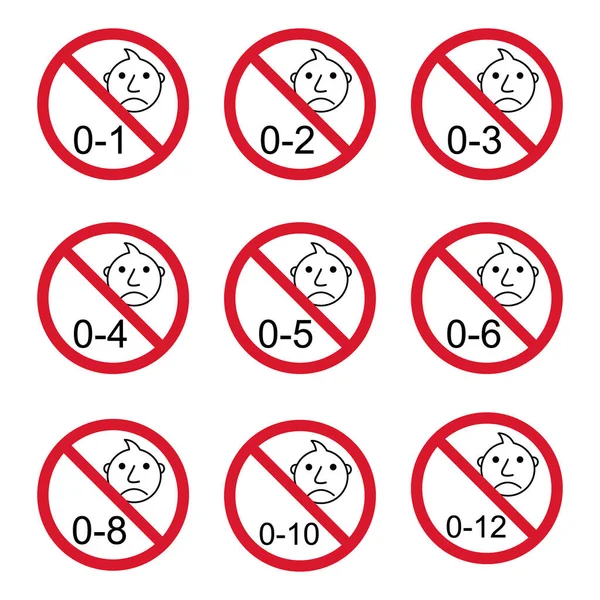 禁止携带0 1等标志的婴儿 不适合1 2岁以下儿童的矢量图标 — 图库矢量图片