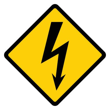 Yüksek voltaj simgesi, beyaz arkaplanda izole edilmiş tehlikeli vektör sembolü, web düğmesi .