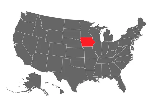 Iowa Mapa Vectorial Alta Ilustración Detallada Estado Unidos América País — Vector de stock