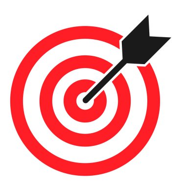 Web sitesi için ok sembollü hedef simgesi vs. Web düz düğmesi, vektör illüstrasyonu .