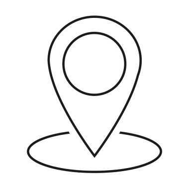 Beyaz arkaplanda izole edilmiş konum simgesi, harita işaretleyici simgesi. Vektör ağ düğmesi .