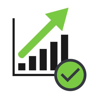 Büyüyen ekonomik sembol, düz modern simge, beyaz arka planda izole .