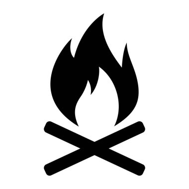 Alev ikonu ateşle. Beyaz arkaplanda izole edilmiş ateş alevleri vektör işareti .