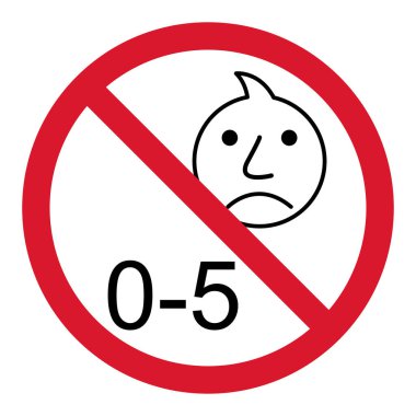 0-5 işareti için bebek yasak. 5 yaş altı vektör simgesi için uygun değil .
