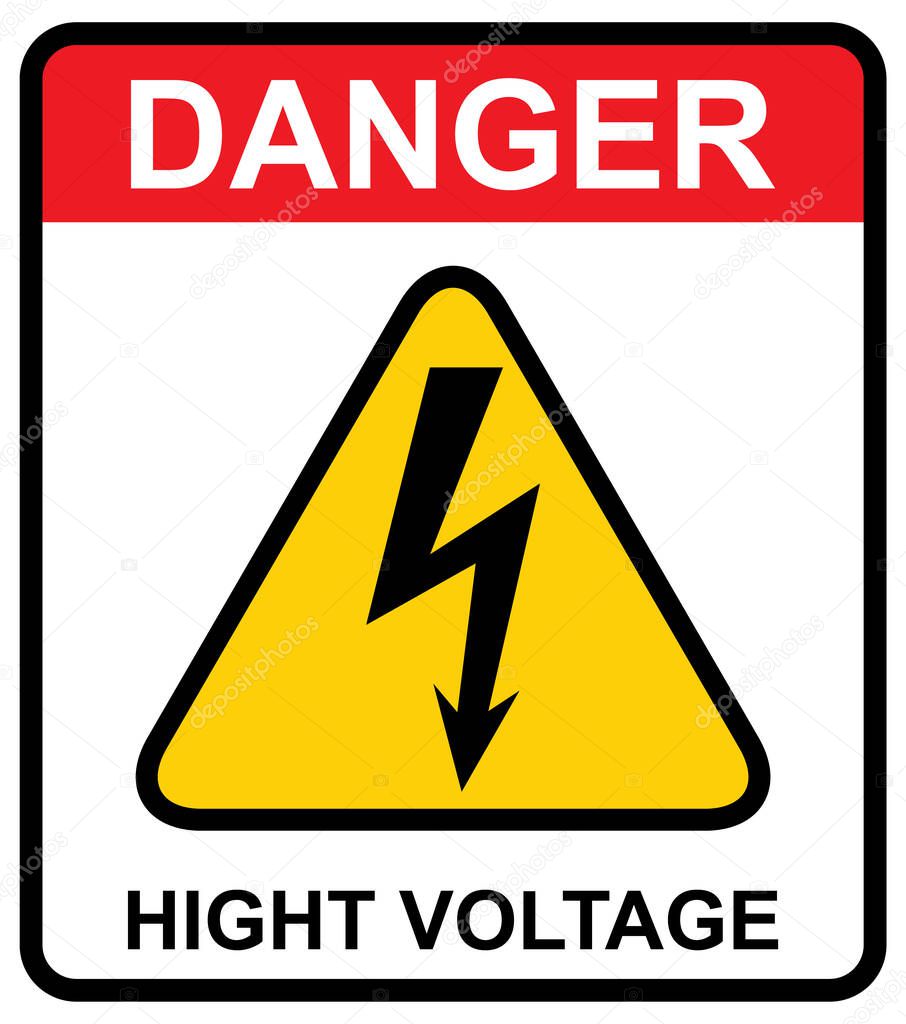 High voltage icon, danger vector symbol isolated on white background, web button .