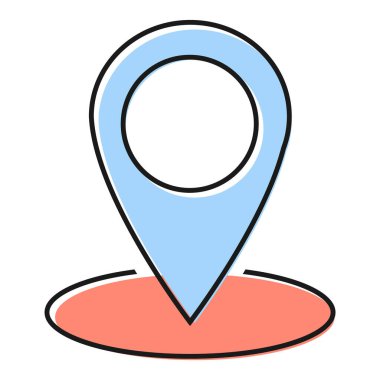 Beyaz arkaplanda izole edilmiş konum simgesi, harita işaretleyici simgesi. Vektör ağ düğmesi .