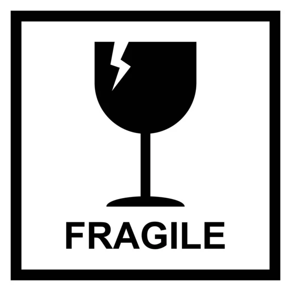 Icône Plate Fragile Avec Fissure Cadre Noir Isolé Sur Fond — Image vectorielle