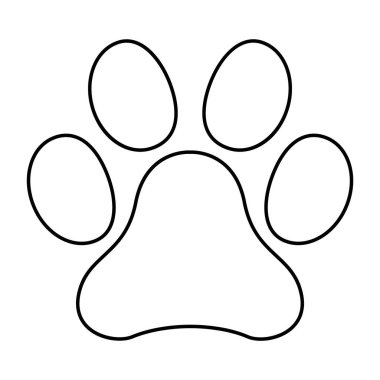 Hayvan pençesi ikonu, köpek, kedi evcil hayvan sembolü. Beyaz arkaplanda ayak izi izole edildi .