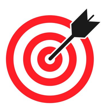 Web sitesi için ok sembollü hedef simgesi vs. Web düz düğmesi, vektör illüstrasyonu .