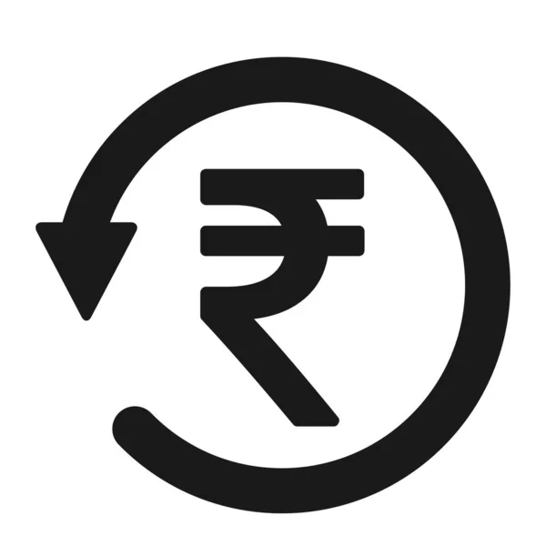 充值图标符号 返回在白色背景上隔离的货币 — 图库矢量图片