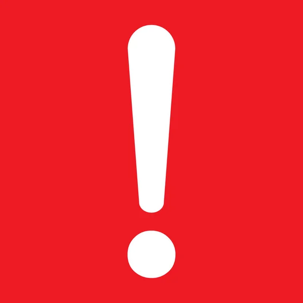 感叹号平面设计图标矢量 红色背景下孤立的危险警告注意标志 — 图库矢量图片