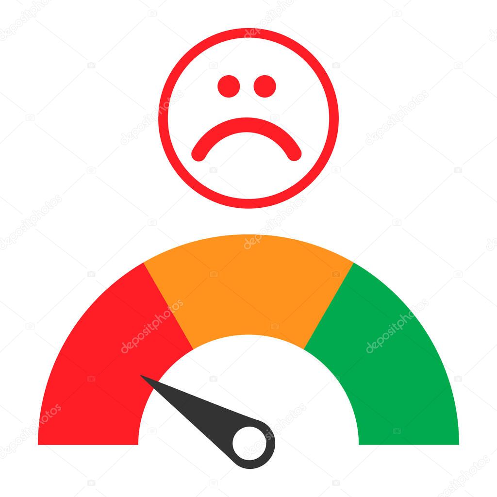 Customer icon bad emotions satisfaction meter with different symbol on background .