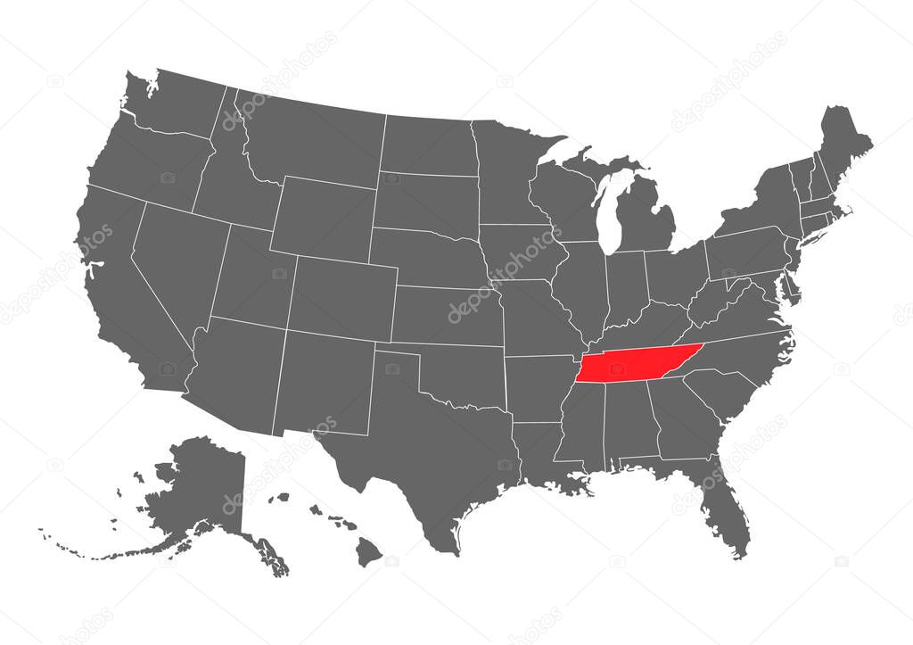 tennessee vector map. High detailed illustration. United state of America country .