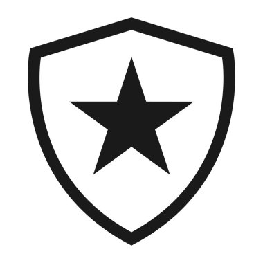 Kalkan koruma simgesi, güvenlik sembolü, savunma logosu, web düğmesi, internet güvenliği  .