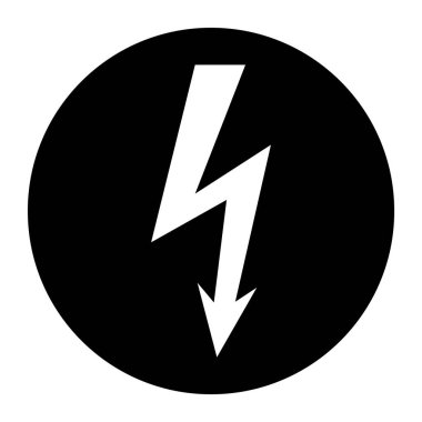 Yüksek voltaj simgesi, beyaz arkaplanda izole edilmiş tehlikeli vektör sembolü, web düğmesi .