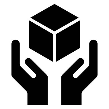 Beyaz arkaplanda izole edilmiş düz simge ile tutuş. Kırılgan paket sembolü. Etiket vektör illüstrasyonu .