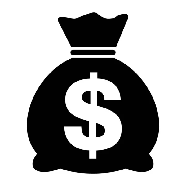Geld Zak Pictogram Geïsoleerd Witte Achtergrond Bank Symbool Winst Grafische — Stockvector